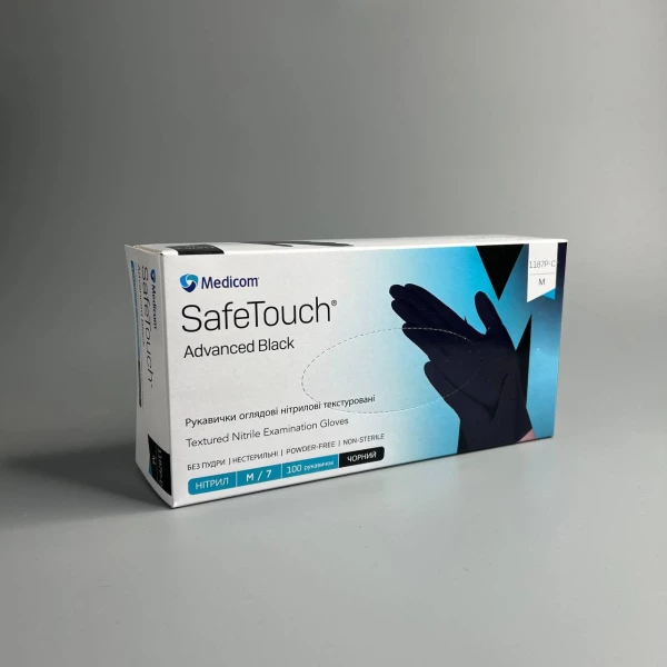 Перчатки без пудры нестерильные SafeTouch Advanced Black черные 3.3 г M