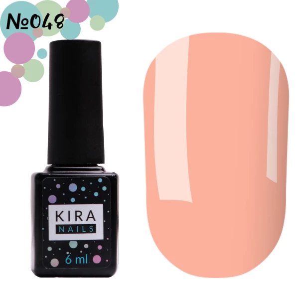 Гель-лак Kira Nails №048 (персиково-розовый, эмаль), 6 мл