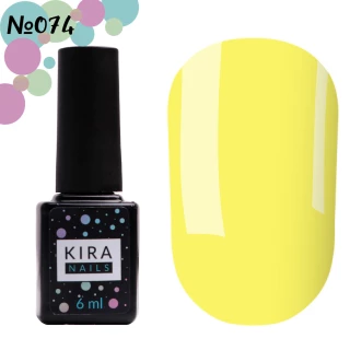 Lakier hybrydowy Kira Nails nr 074 (jasnożółty, emalia), 6 ml