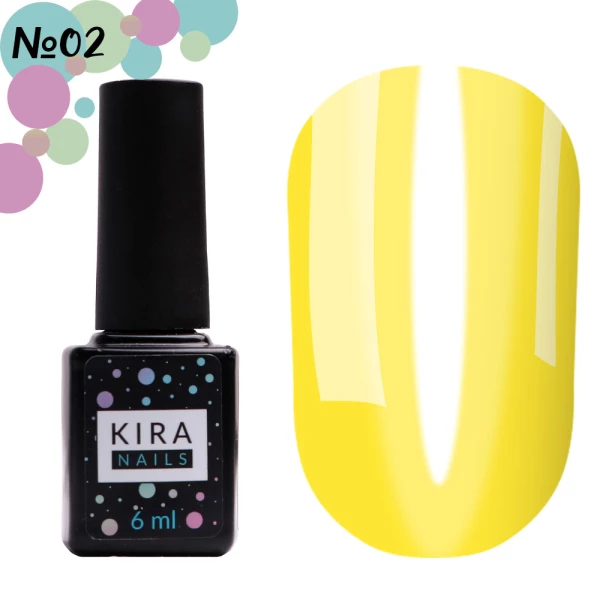 Gel polish Kira Nails Vitrage No. V02 (yellow, stained glass), 6 ml