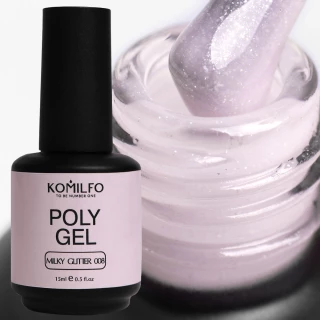 Komilfo PolyGel 008 Milky Glitter 15ml (with shimmer)