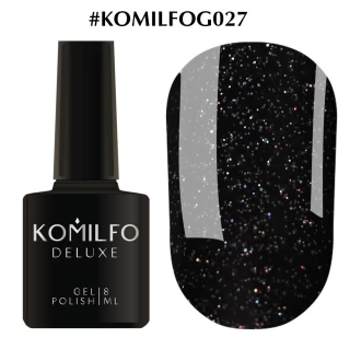 Gel polish Komilfo DeLuxe Series No. G027 (black with holographic glitter), 8 ml