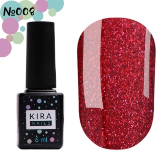 Гель-лак Kira Nails 24 Karat №008 (винный с блестками), 6 мл