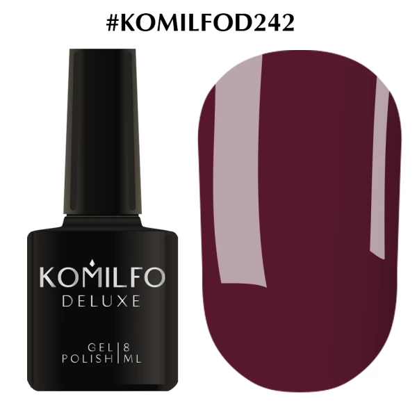 Lakier hybrydowy Komilfo Deluxe Series nr D242 (klasyczna marsala, emalia), 8 ml