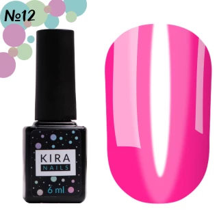 Гель-лак Kira Nails Vitrage №V12 (рожевий кислотний, вітражний), 6 мл