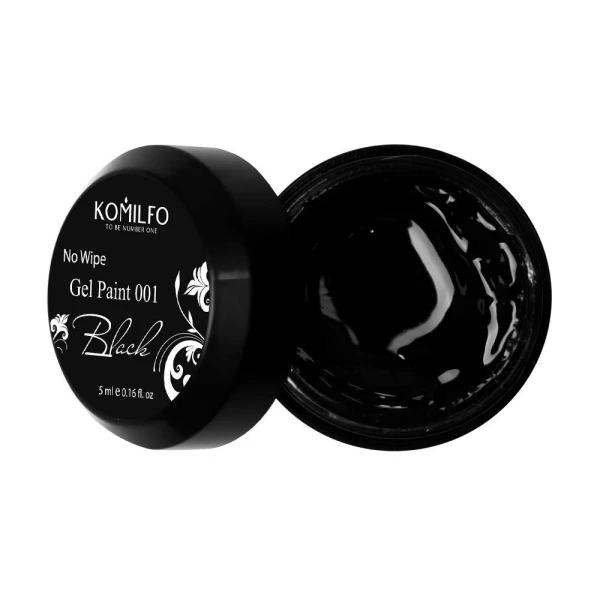 Komilfo No Wipe Gel Paint Black 001 (чорна), 5 мл