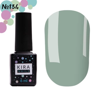 Гель-лак Kira Nails №134 (зелено-сірий, емаль), 6 мл