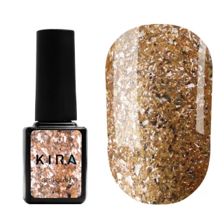 Gel polish Kira Nails Shine Bright No. 005 (gold with sparkles), 6 ml