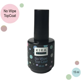 Kira Nails No Wipe Top Coat - utrwalacz do lakieru hybrydowego BEZ lepkiej warstwy, 15 ml