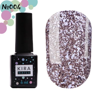 Гель-лак Kira Nails Shine Bright №004 (темное серебро с мелкими красными блестками), 6 мл