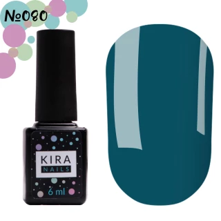 Lakier hybrydowy Kira Nails nr 080 (ciemny lazur, emalia), 6 ml