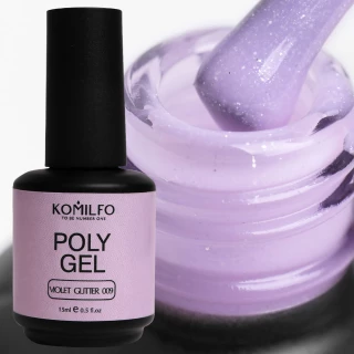 Komilfo PolyGel 009 Violet Glitter 15ml (с шимером)