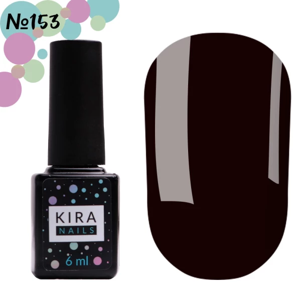 Gel polish Kira Nails No. 153 (dark eggplant, enamel), 6 ml