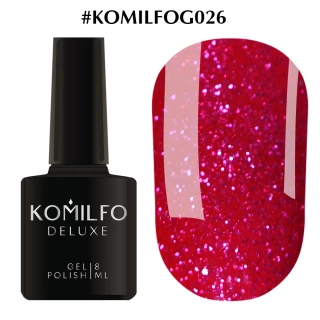 Gel polish Komilfo DeLuxe Series No. G026 (deep pink with light pink glitter), 8 ml