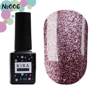 Lakier hybrydowy Kira Nails 24 Karat nr 006 (różowe złoto z dużą ilością drobinek), 6 ml