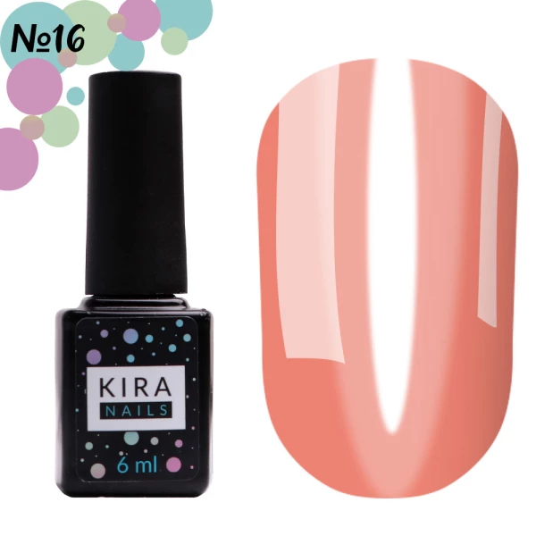 Gel polish Kira Nails Vitrage No. V16 (transparent pink, stained glass), 6 ml