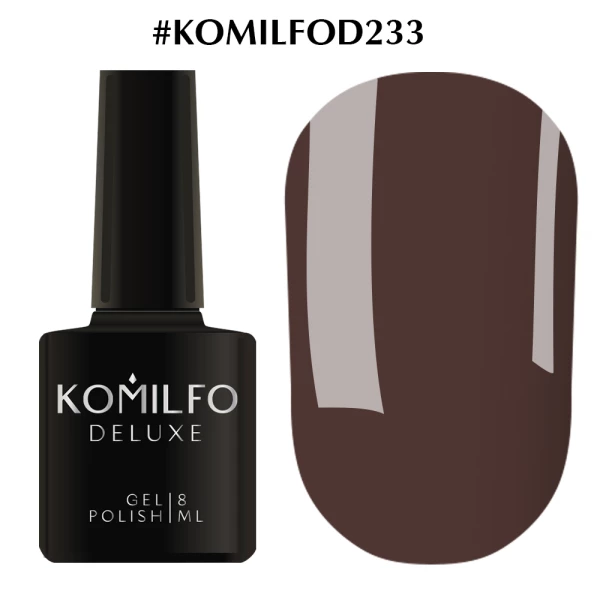 Gel polish Komilfo Deluxe Series No. D233 (dark brown-gray, enamel), 8 ml