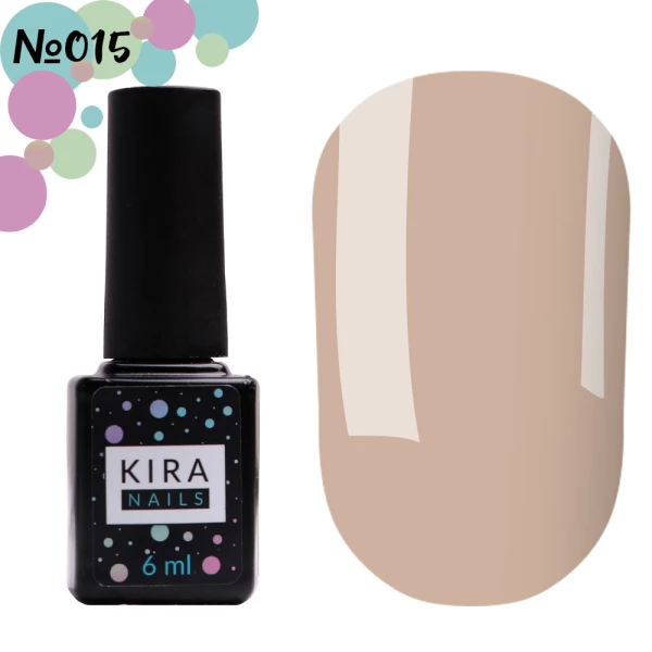 Гель-лак Kira Nails №015 (бежевый, эмаль), 6 мл