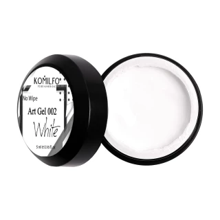 Art gel WITHOUT sticky layer Komilfo No Wipe Art Gel White 002 (white), 5 ml