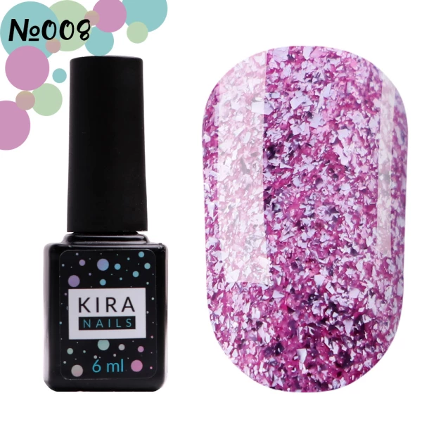 Гель-лак Kira Nails Shine Bright №008 (розовый с блестками), 6 мл