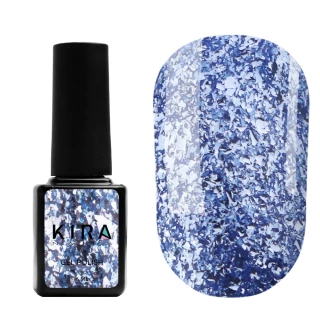 Гель-лак Kira Nails Shine Bright №010 (блакитний з блискітками), 6 мл