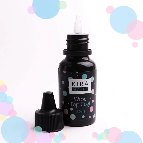 Kira Nails Wipe Top Coat - закріплювач для гель-лаку з липким шаром, без пензлика, 30 мл