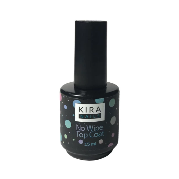 Kira Nails No wipe Top Coat - закріплювач для гель-лаку БЕЗ липкого шару, 15 мл