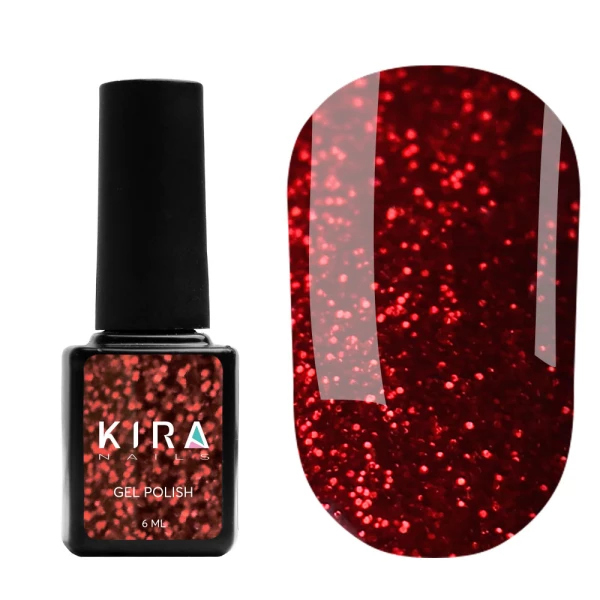 Lakier Hybrydowy Red Hot Kira Peppers №001 (rubinowy z jaskrawoczerwonymi drobinkami), 6 ml