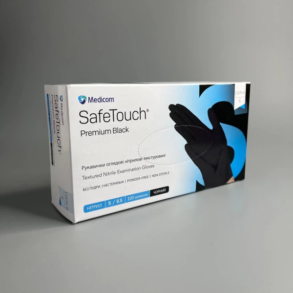 Перчатки без пудры нестерильные SafeTouch Advanced Black черные 5.0 г S