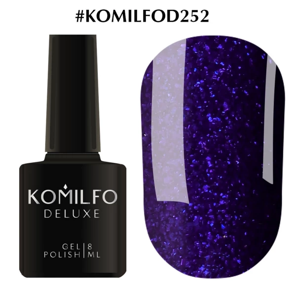 Gel polish Komilfo Deluxe Series No. D252 (dark blue, microglitter), 8 ml