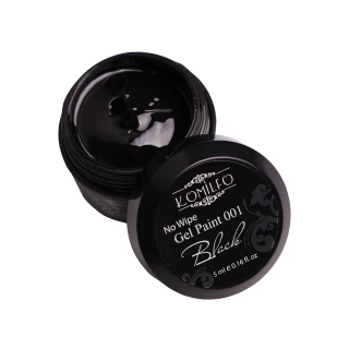 Гель-краска Без липкого слоя Komilfo No Wipe Gel Paint Black 001 (черная), 5 мл