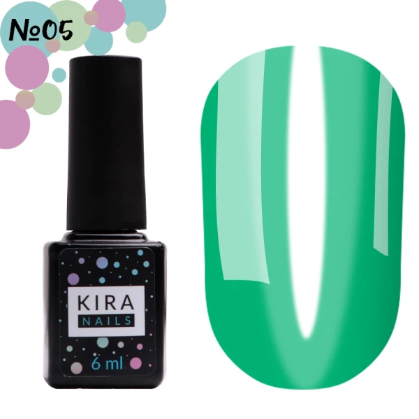 Гель-лак Kira Nails Vitrage №V05 (зеленый, витражный), 6 мл