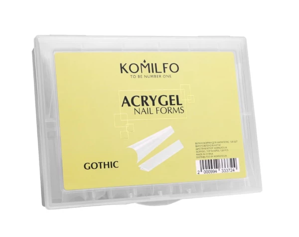 Komilfo Acry Gel Top Nail Forms, Gothic - Top forms for extensions, gothic almond, 120 pcs