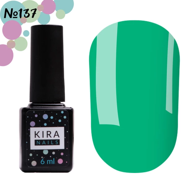 Гель-лак Kira Nails №137 (нефритовый, эмаль), 6 мл