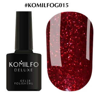 Gel polish Komilfo DeLuxe Series No. G015 (dark red, with sparkles), 8 ml