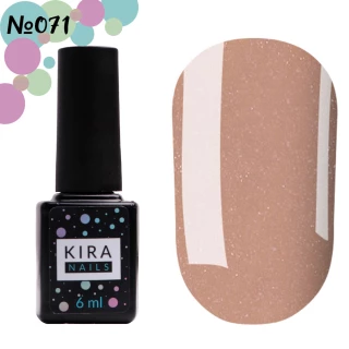 Lakier hybrydowy Kira Nails nr 071 (beżowo-brązowy ze złotym mikrobrokatem), 6 ml