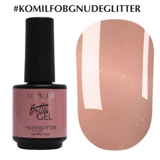 Komilfo Butelka Żel Nude Glitter, 15 ml, z pędzelkiem