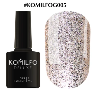 Gel-lacquer Komilfo DeLuxe Series No. G005 (saturated light golden glitter with a light pink iridescence)