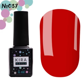 Гель-лак Kira Nails №037 (ярко-красный, эмаль), 6 мл