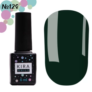 Гель-лак Kira Nails №128 (темно-зелений, емаль), 6 мл