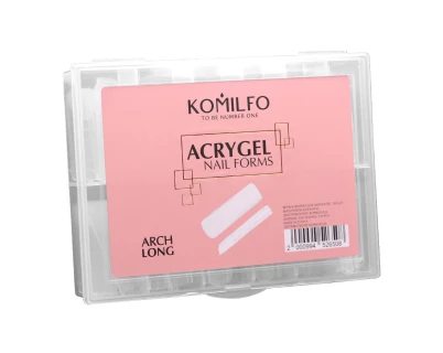 Komilfo Top Nail Forms, Long Arch - Верхні форми для нарощування, арочні, довгі, 130 шт