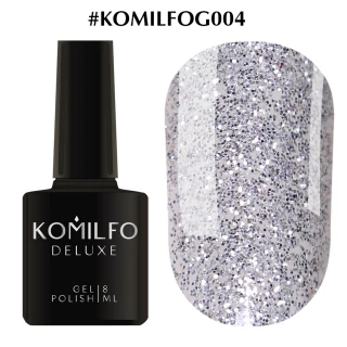 Gel polish Komilfo DeLuxe Series No. G004 (dark silver with sparkles), 8 ml