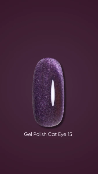 Dark gel polish Cat Eye 15, 6 ml