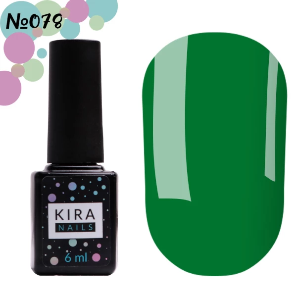 Гель-лак Kira Nails №078 (зеленый, эмаль), 6 мл