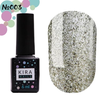 Гель-лак Kira Nails 24 Karat №003 (біле золото з великою кількістю блискіток), 6 мл