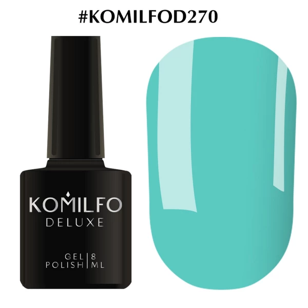 Gel polish Komilfo Deluxe Series No. D270 (turquoise-blue, enamel), 8 ml