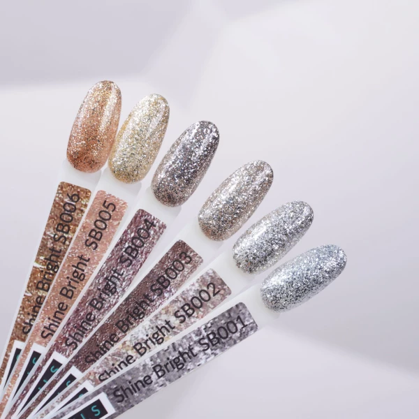 Гель-лак Kira Nails Shine Bright №002 (срібло з золотими блискітками), 6 мл