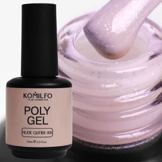 Komilfo PolyGel 005 Nude Glitter 15ml (z połyskiem)