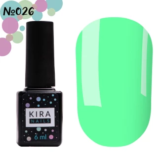 Гель-лак Kira Nails №026 (світлий бірюзовий, емаль), 6 мл