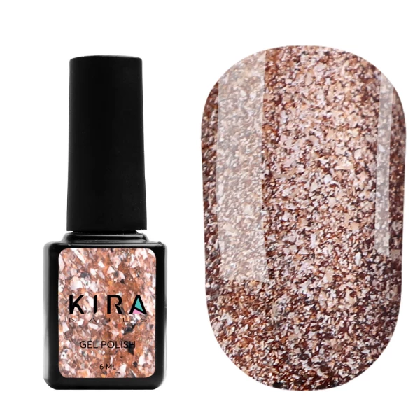 Гель-лак Kira Nails 24 Karat №007 (бронзовый с блестками), 6 мл